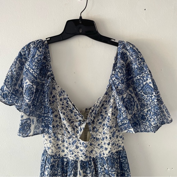 New! Abercrombie & Fitch twist tied blue print tiered maxi dress 37552. - Picture 6 of 15